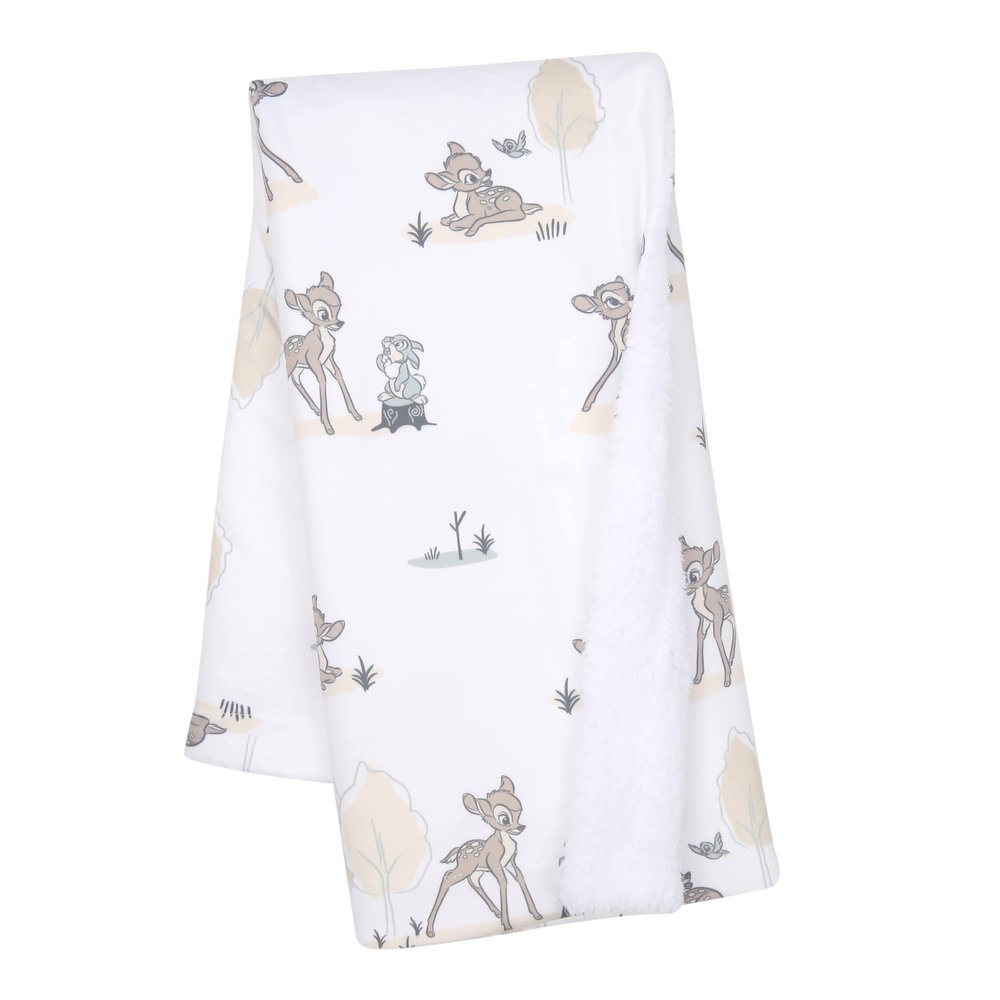 Disney Baby Bambi & Thumper White Minky/Fleece Deer Baby Blanket