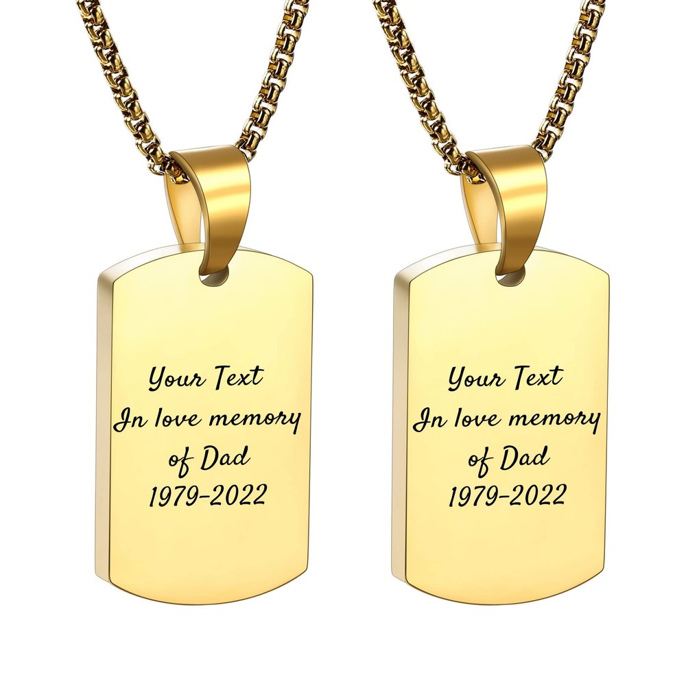 Personalized Ashes Urn Necklace with Dog Tag Pendant