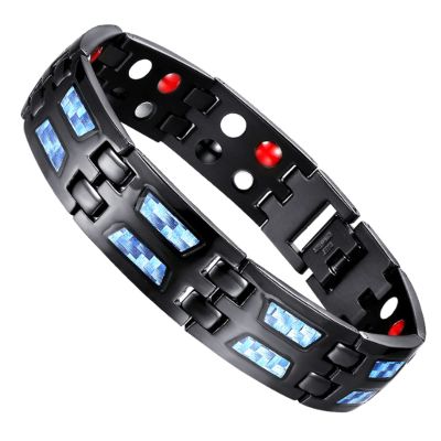 XSDAA Titanium Power Magnetic Bracelet, Blue Carbon Fiber and Titanium