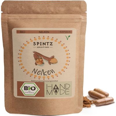 Organic Clove Capsules by Spintz – 180 High-Dose Capsules with 550 mg Clove Powder, Vegan