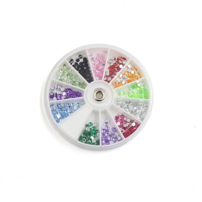Ruilogod 1 Box, 12 Colors, 0.1 Faux Rhinestone Nail Art Slices, Manicure Glitter Sequin Decoration Wheel