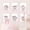 6-Piece Safari Animal Nursery Poster Set, Watercolor Pink, 21 x 30 cm view 1