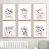 6-Piece Safari Animal Nursery Poster Set, Watercolor Pink, 21 x 30 cm view 2