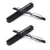 MMOWW 2-Pack Mini Metal Reading Glasses for Women and Men, Spring Hinges, Narrow Lightweight Readers with Case (Black, +1.5) view 1