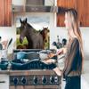 MuchoWow Splash Guard Kitchen Wall Art 80x55 cm Horses - Meadow - Sweden view 3