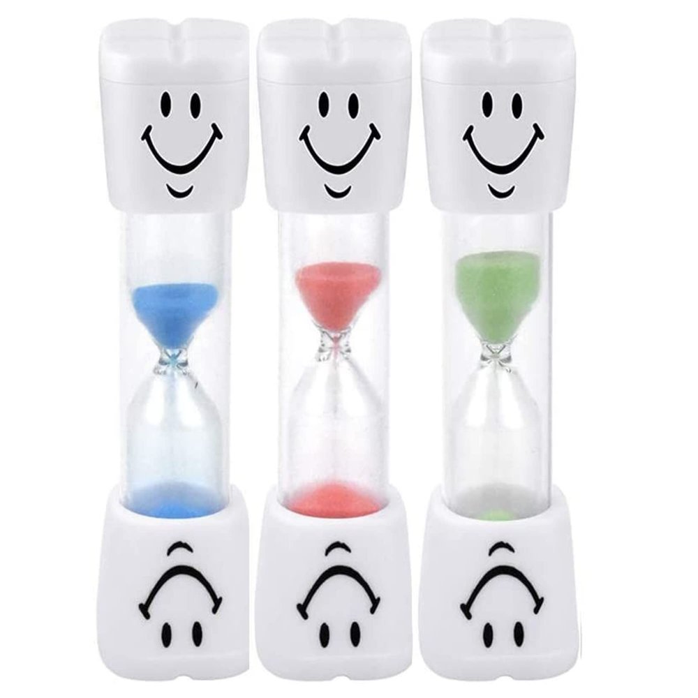 Temple Toothbrushing Sand Timers for Kids, 3 Minutes, Blue/Green/Red, 3-Pack