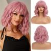 Esmee Short Wavy Pink Bob Wig with Bangs for Women - 12 in view 1