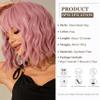 Esmee Short Wavy Pink Bob Wig with Bangs for Women - 12 in view 2