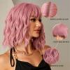 Esmee Short Wavy Pink Bob Wig with Bangs for Women - 12 in view 3