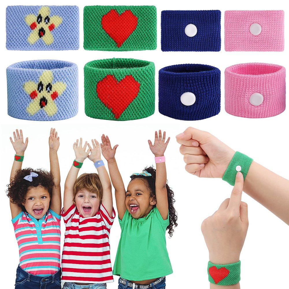 Abeillo 4-Pair Acupressure Wristbands for Motion Sickness, Kids & Adults