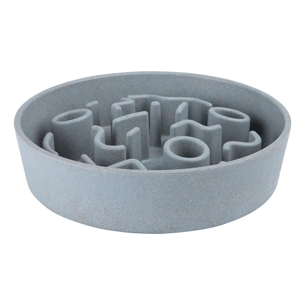 District 70 Bamboo Slow Feeder Dog Bowl, Ice Blue, 21 cm