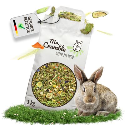 Mr. Crumble Crunchy Salad 100% Natural Structural Feed for Rabbits, Wheat-Free, Pellet-Free, Additive-Free, 1 kg