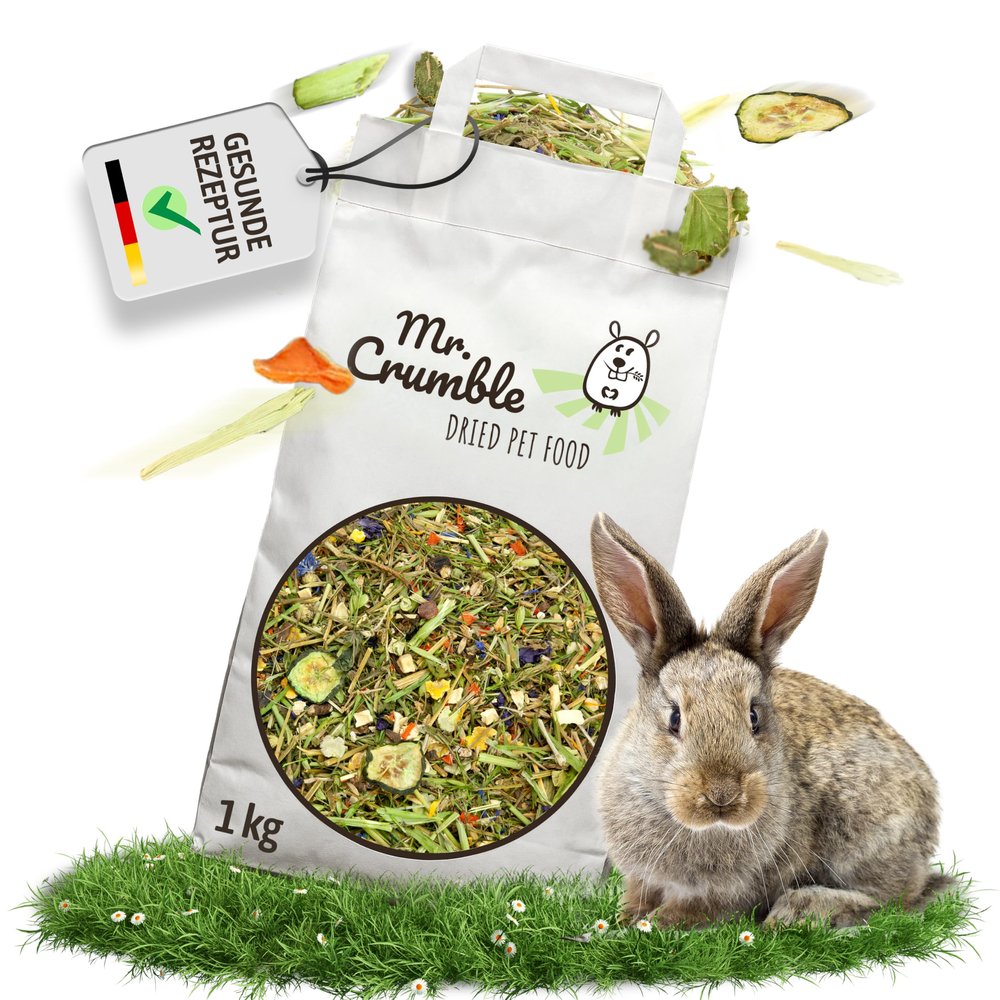 Mr. Crumble Crunchy Salad 100% Natural Structural Feed for Rabbits, Wheat-Free, Pellet-Free, Additive-Free, 1 kg