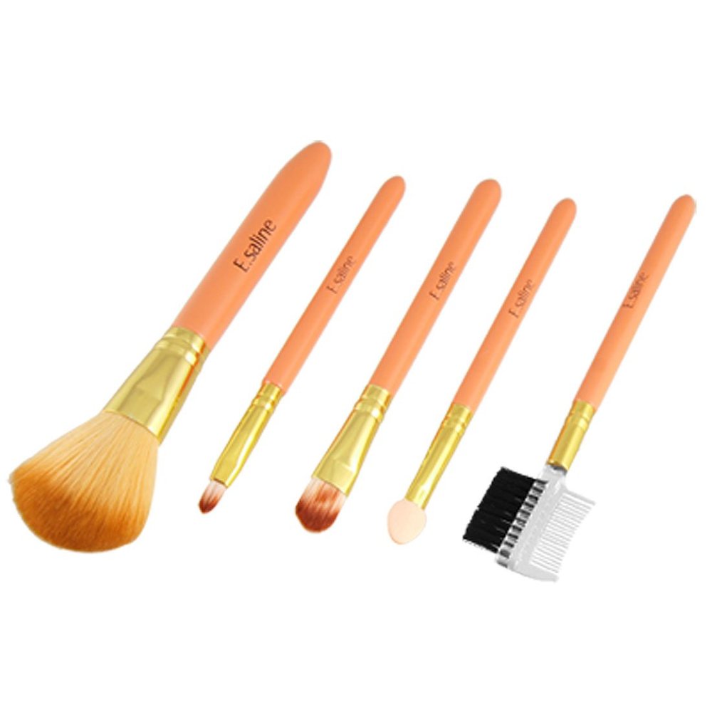 Ruilogod 5-Piece Eyeshadow, Eyelash, Blush, Lip Brush and Eyebrow Comb Set