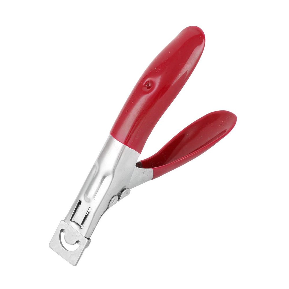 Ruilogod Red Spring-Loaded Metal Artificial Nail Tip Trimmer
