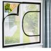 ZHOUZHOU Cat and Pet Window Screen, Self-Adhesive Mesh with Zipper, Black Edge view 1