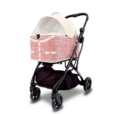 Pink Foldable Dog & Cat Stroller with Removable Pet Carrier