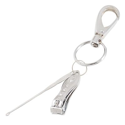 Ruilogod Earwax Remover, Manicure Flat-Edge Nail Clipper, W-Clasp Keychain