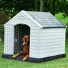 Waterproof Plastic Dog House with Sun Protection, Grey/Green, 101 x 96 x 108 cm view 2