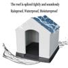 Waterproof Plastic Dog House with Sun Protection, Grey/Green, 101 x 96 x 108 cm view 4