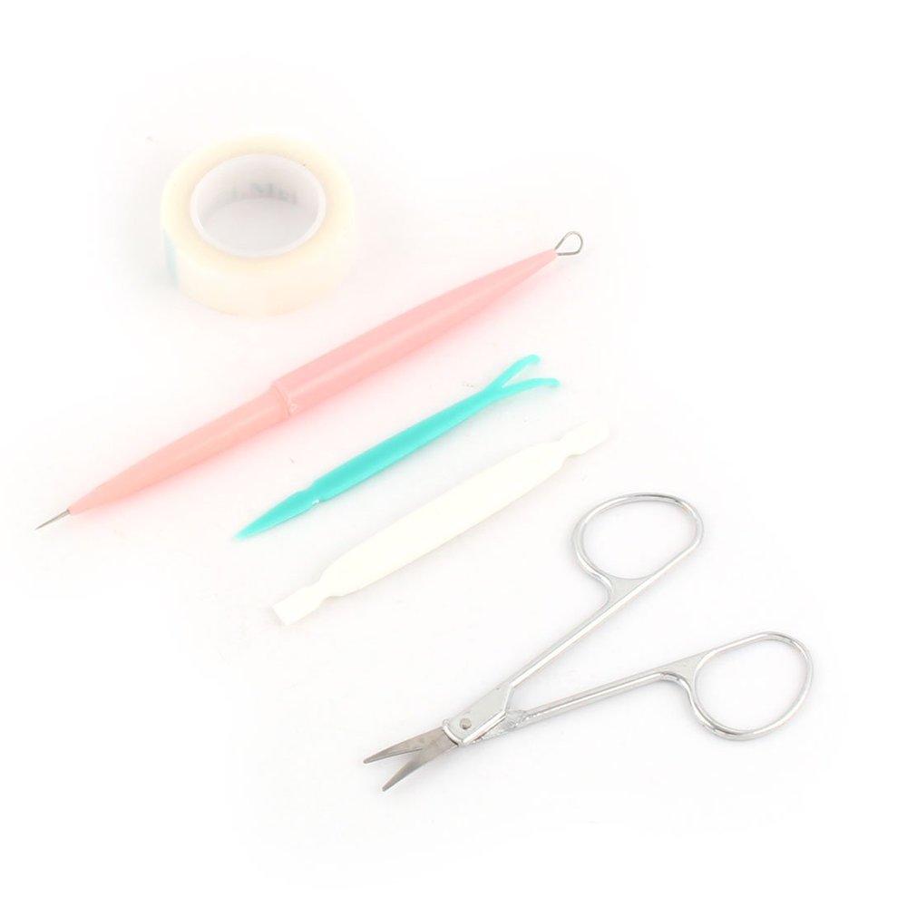 Ruilogod 5-in-1 Double Eyelid Tape Set with Cosmetic Scissors, Remover, Needle and Glue