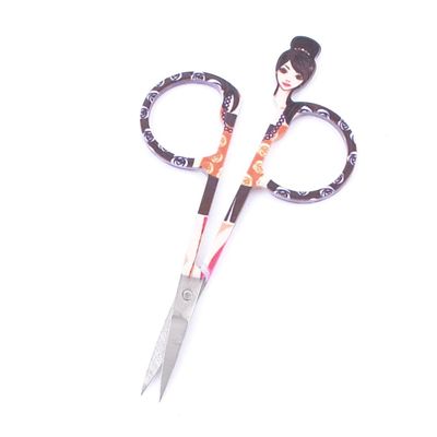 Ruilogod Lady Print SVP Pointed Eyebrow Scissors Trimmer, Black