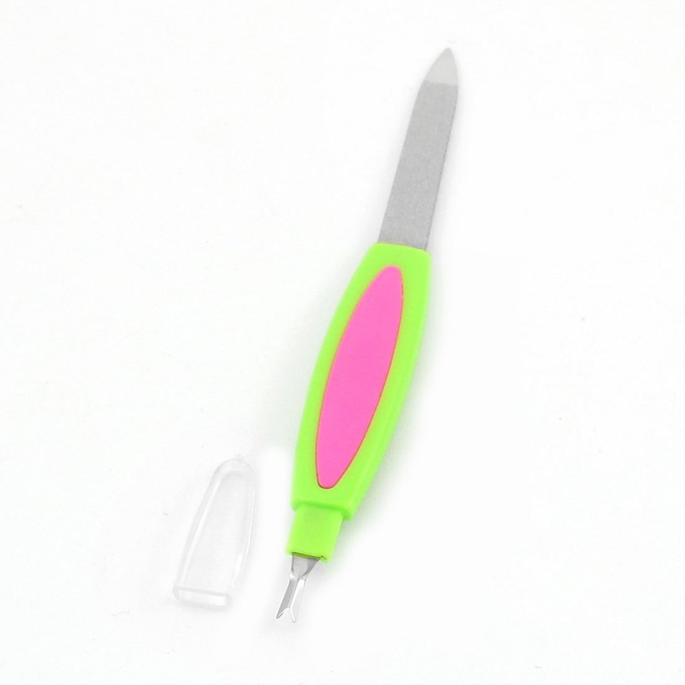 Ruilogod EXFOLIATOR Tool Finger Rasp Cuticle Remover Nail File, Green/Fuchsia