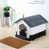 Outdoor Dog House, Waterproof All-Weather Shelter, Gray + Pink, 85 x 67 x 76 cm view 4