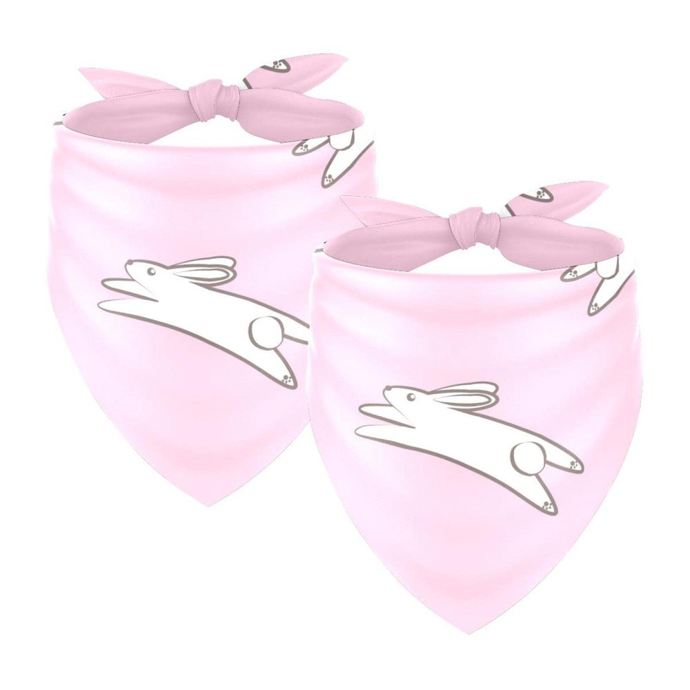 2-Pack Pet Triangle Bandanas for Large Dogs and Rabbits, Breathable, Pink