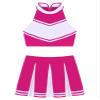 TTAO Women's Sexy Cheerleading Costume, 2-Piece Sleeveless Crop Top and Mini Skirt, Pink, S view 3