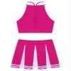 TTAO Women's Sexy Cheerleading Costume, 2-Piece Sleeveless Crop Top and Mini Skirt, Pink, S view 4