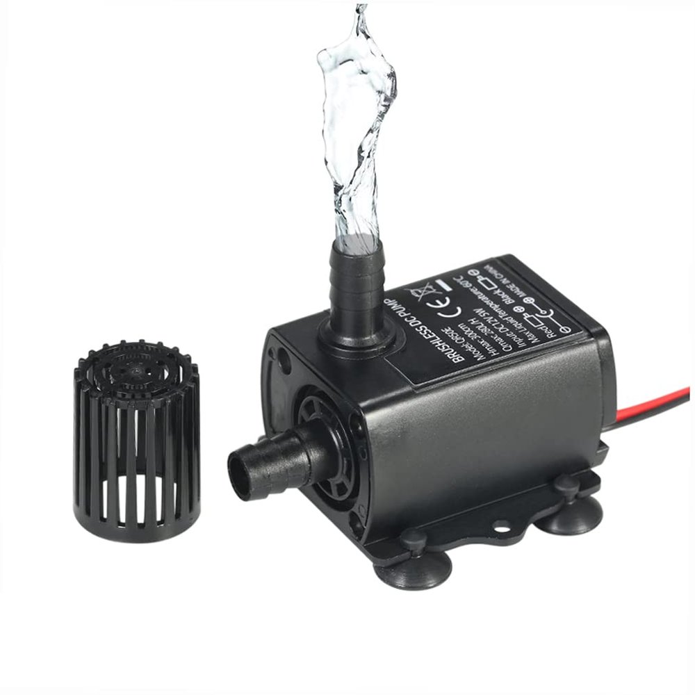 Matybobe 12V DC 5W Ultra-Quiet Mini Brushless Submersible Water Pump, 280 L/h, 300 cm Lift