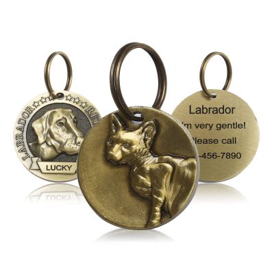 FYNIGO Personalized Engraved Dog Tag, 3D Patterns, 53 Breeds, 107 Colors, Optional Two-Sided Engraving