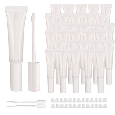 COSIDEA Empty White Lip Gloss Tubes with Applicators, 15 ml, 50-Pack