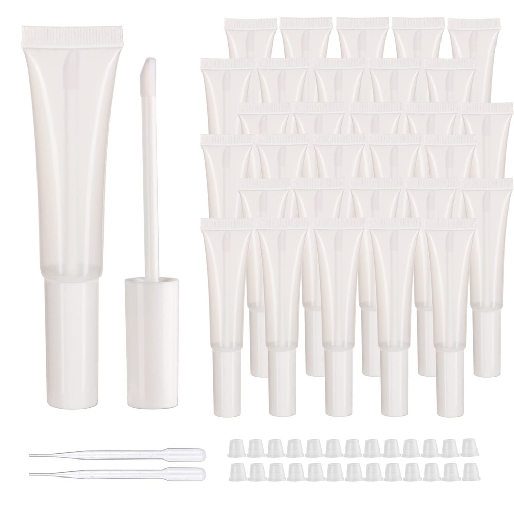 COSIDEA Empty White Lip Gloss Tubes with Applicators, 15 ml, 50-Pack