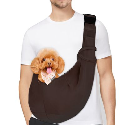 PetLoft Reversible Adjustable Small Dog Carrier Sling, Cross-Body, Brown