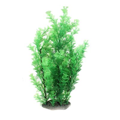 Ruilogod Plastic Green Grass Plants with Ceramic Base, 16.5 in. High, for Fish Tanks