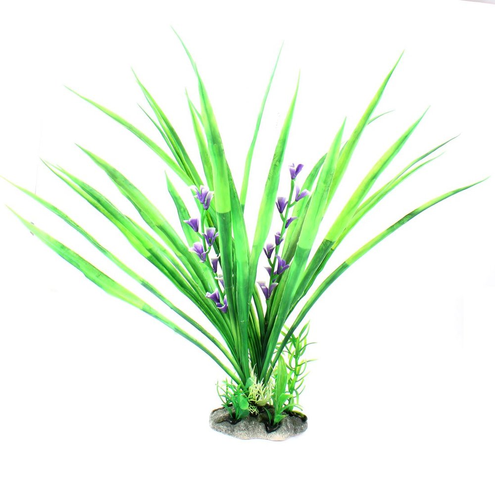 Ruilogod Aquarium Decor Green Artificial Grass 14.5" High