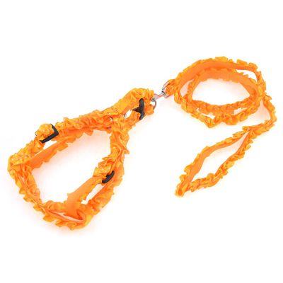 Ruilogod Orange White Hoggie Adjustable Dog Harness Leash Set 47.2"