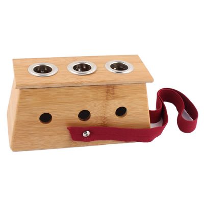 Ruilogod Bamboo Three-Hole Moxibustion Box, Wood Color