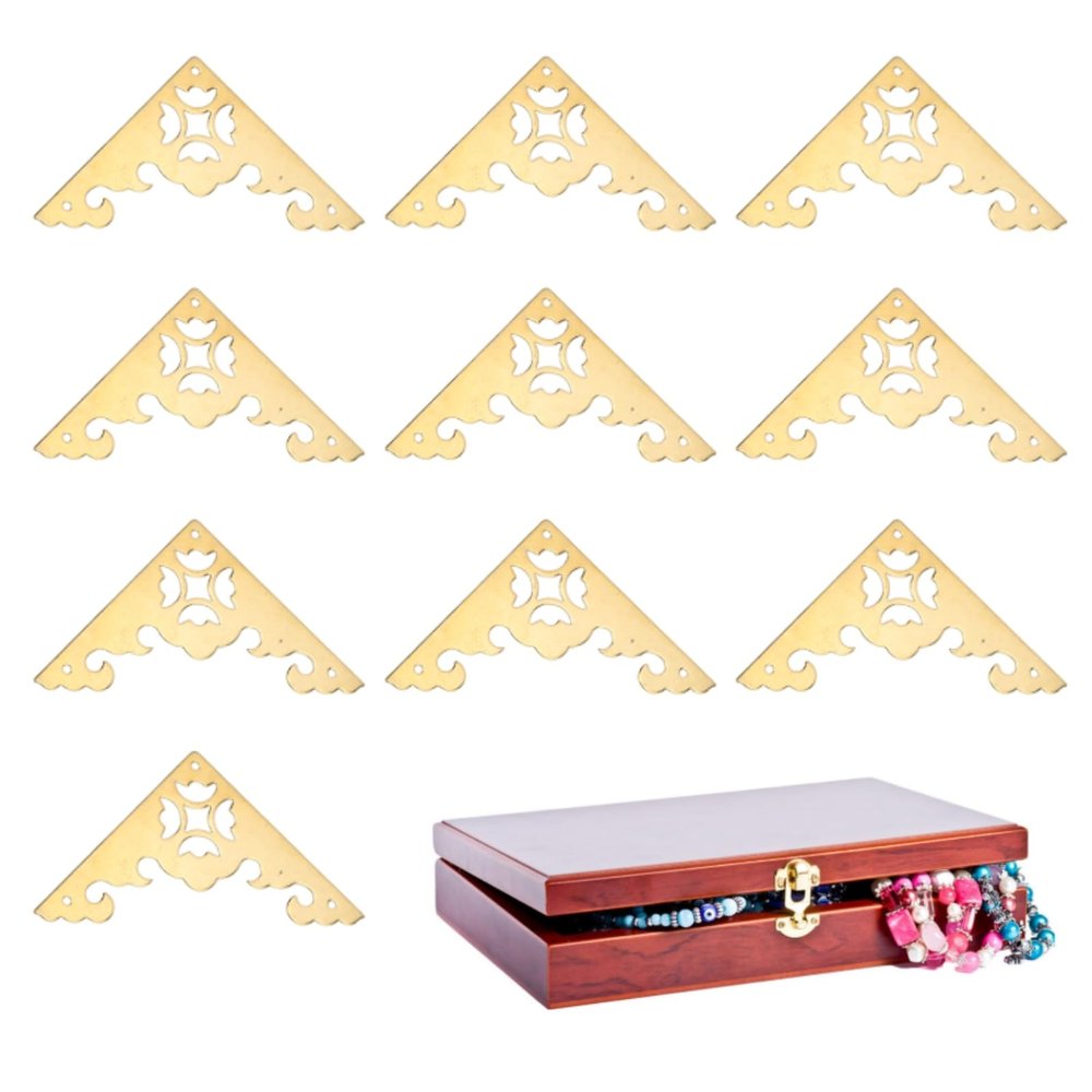 10-Piece Brass Flat Corner Protectors for Boxes and Books