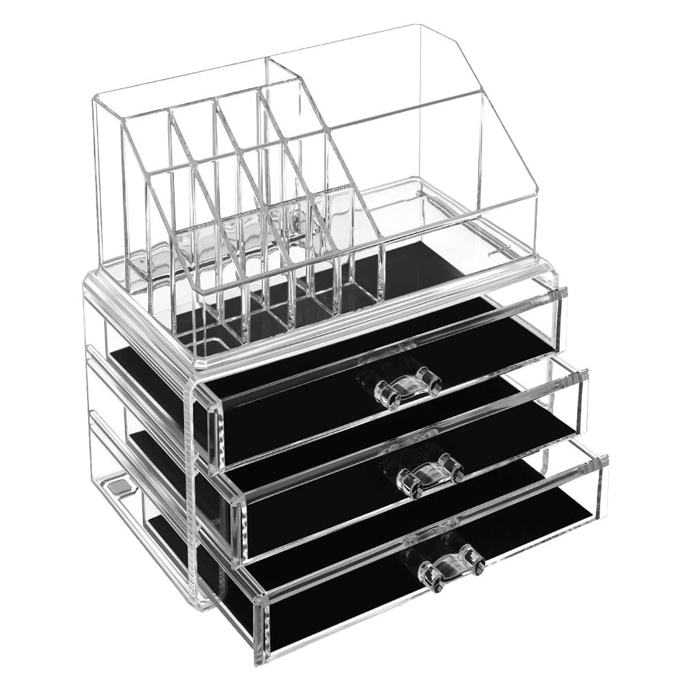 GC GLOBALCOMMERCE Makeup Organizer with 3 Drawers and 15 Compartments