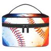 Baseball Makeup Bag, Portable Travel Cosmetic Case view 1