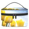 Yellow Tulip Flower Makeup Bag for Women view 1