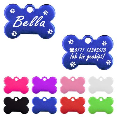 Iberiagifts - Engraved Bone Pet Tag for Small Pets - Blue