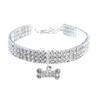 LtuzPet Adjustable Rhinestone Pet Collar with Crystal Bone Pendant view 1