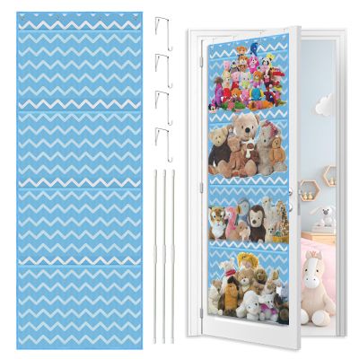 Fumupe Hanging Organizer with 4 Pockets for Stuffed Toys, Blue