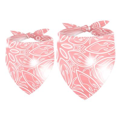 Dog Bandanas, Glossy Mandala Floral Pattern, 2-Piece Set