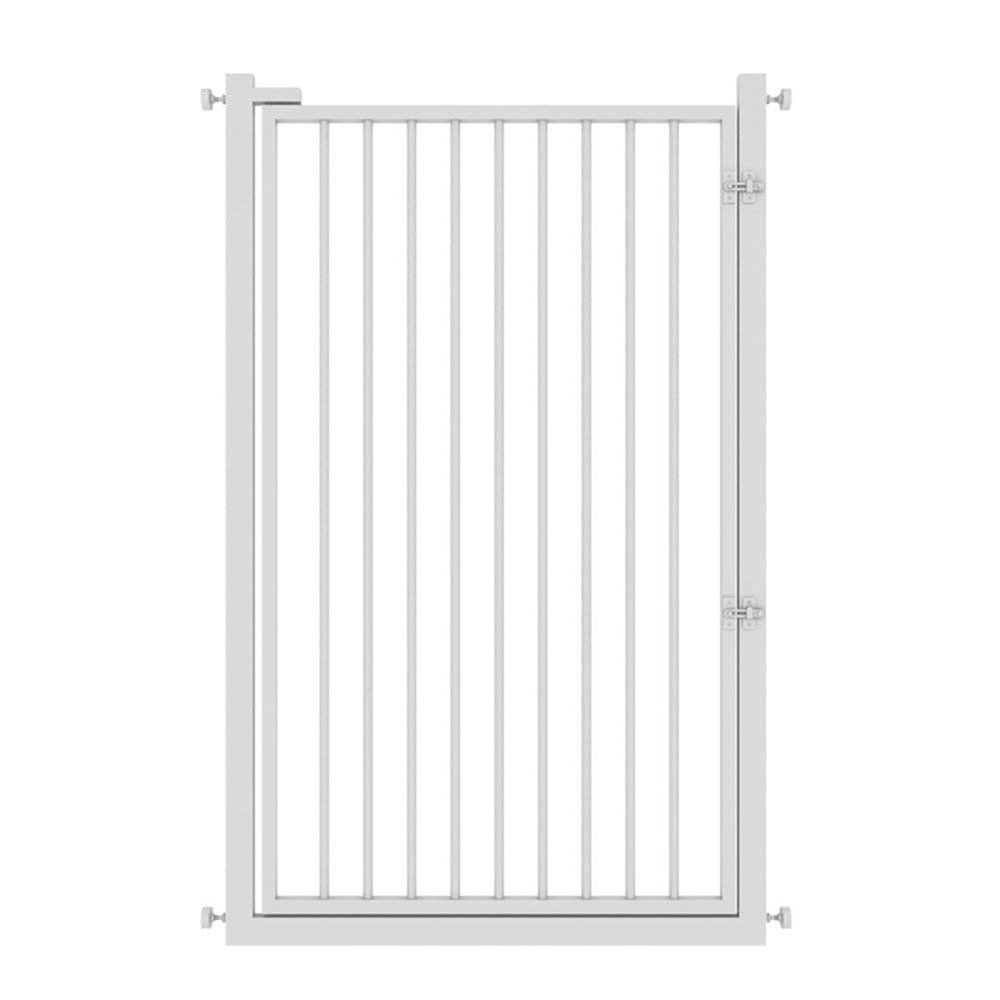 FJYDBTWJ Extra-Large Long Pet Gate for Dogs and Cats, Baby Gate for Doors, Stairs and Hallways, White Metal Indoor Safety Gate, 120 cm Wide, for Stair Balusters 111–115 cm