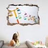 3D Hole-in-the-Wall Cable Car Wall Decal view 2